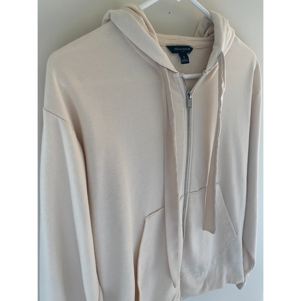 Banana Republic Hoodie Womens Small Beige Full Zip Lounge Minimalist Soft - Picture 4 of 11